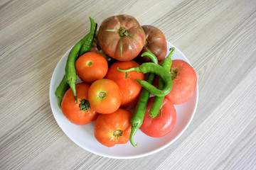 Fresh organic vegetables in plate