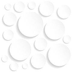 White paper circle with shadows on white background. Vector illustration