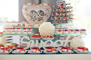 Beautiful wedding reception sweet buffet