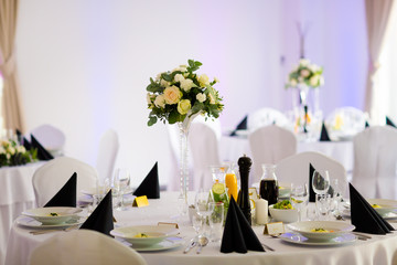 Beautiful wedding reception table decoration