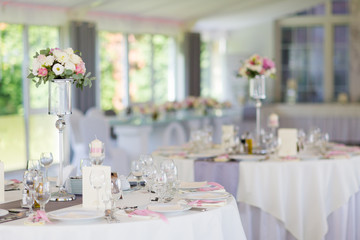 Beautiful wedding reception table decoration