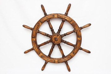 Steering hand wheel ship on white background