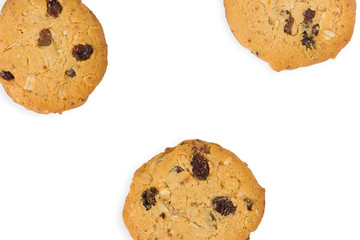 Cookies on white background. Biten biscuit. Copy text space .