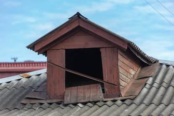 attic on the roof of the house