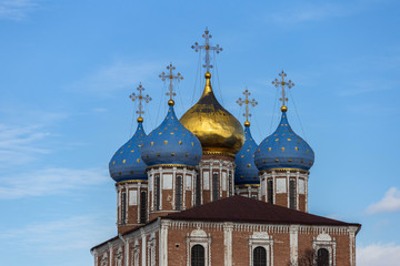 the dome of the church against the blue sky