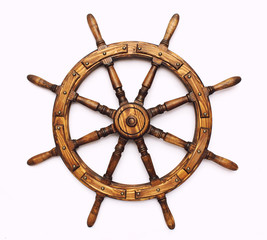 Steering hand wheel ship on white background