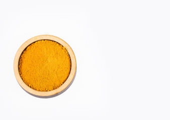 Organic turmeric powder - Curcuma longa. White background