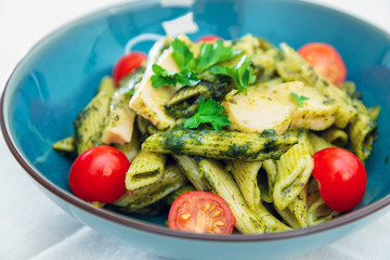 Chicken penne with Pesto sauce