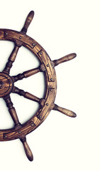 Steering hand wheel ship on white background