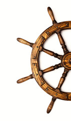 Steering hand wheel ship on white background