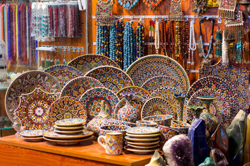 Beautiful goods of authentic arabian market in Dubai