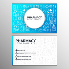 Medical or Pharmacy business card. Vector Illustration.