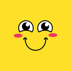 Smiling, blushing emoji vector illustration