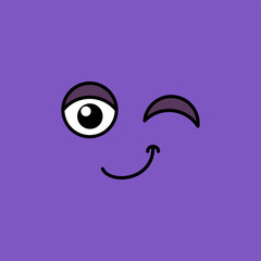 Smiling wink emoji vector illustration