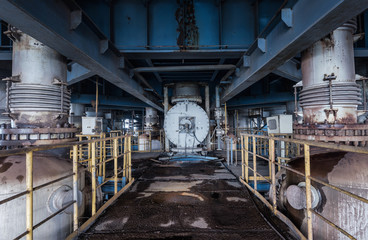 scene and details of an abandoned steel furnace building