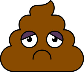 Sad, depressed turd emoji vector illustration