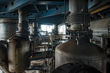 Fototapeta na wymiar scene and details of an abandoned steel furnace building