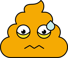 Worried, nervous turd emoji illustration