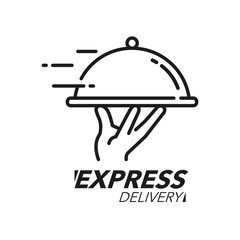 Fototapeta premium Express delivery icon concept. Hand holding the dish icon for service, order, fast, free and worldwide shipping.