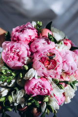 A wedding bouquet of roses.