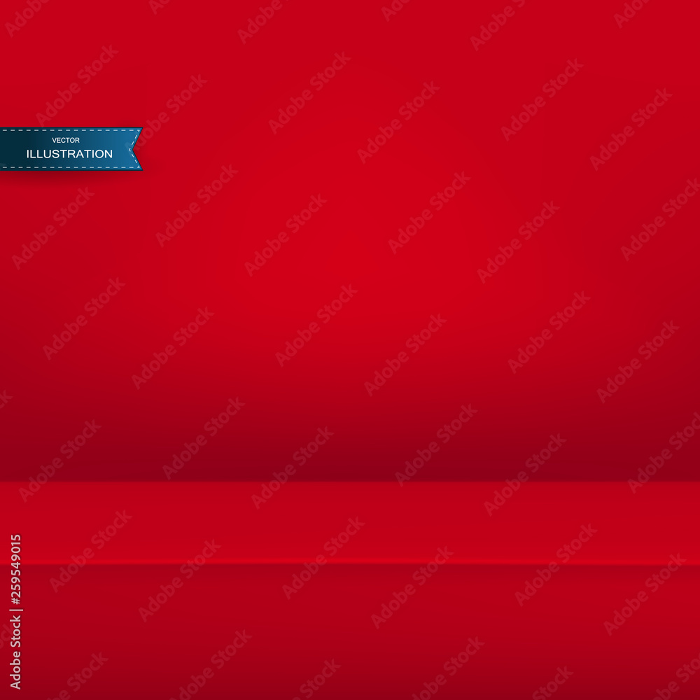 Poster banner for advertise product on website, vector empty light room background pastel red color studio 