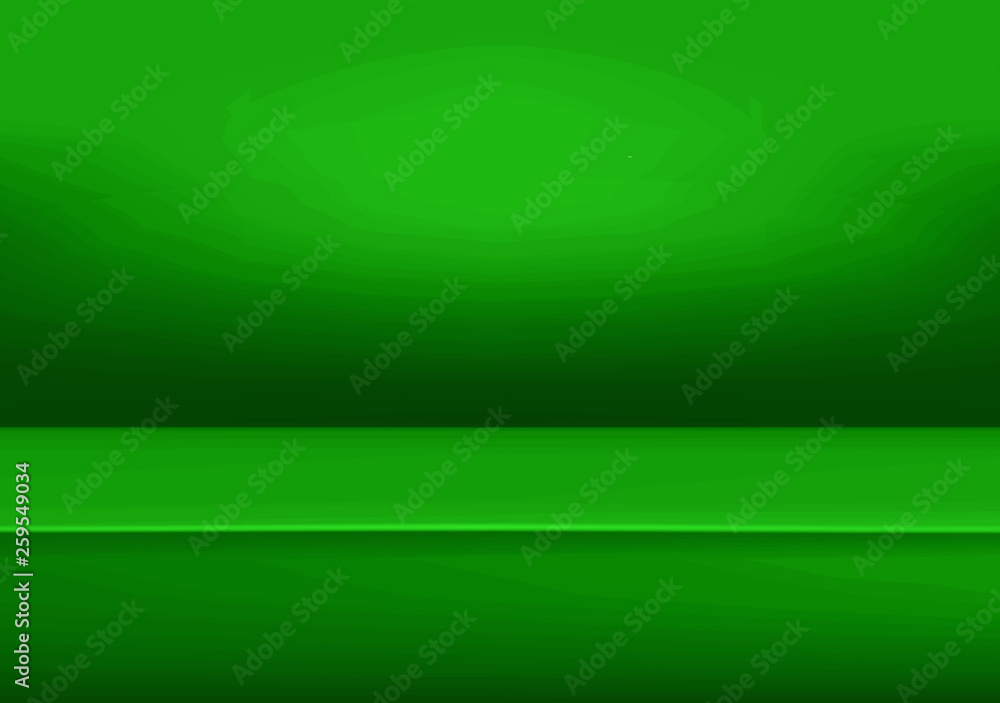 Poster banner for advertise product on website, vector empty light room background green color studio table