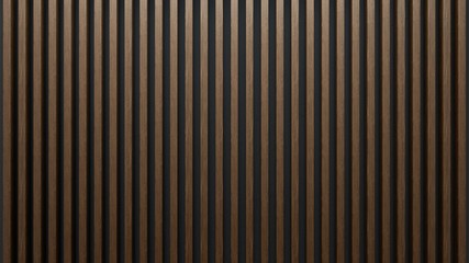 Elegant background of wooden slats over dark wall. Mahogany sheets.