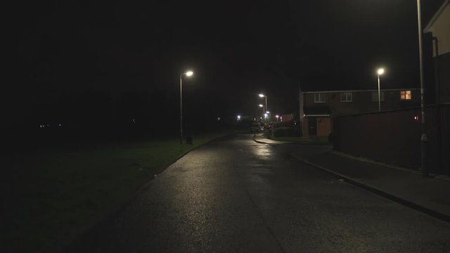 A typical Scottish town street at night