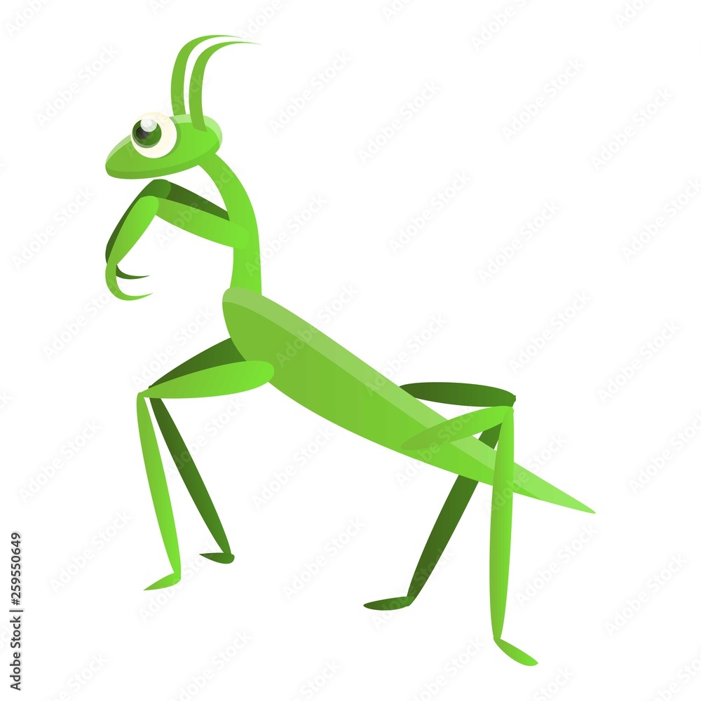 Poster mantis icon. cartoon of mantis vector icon for web design isolated on white background