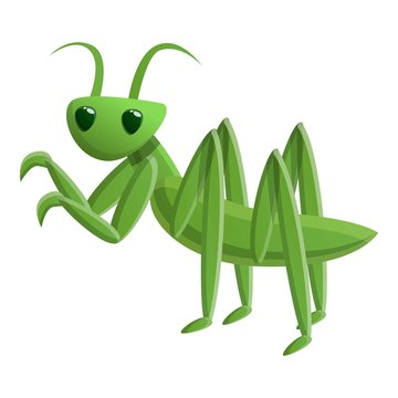 Green mantis icon. Cartoon of green mantis vector icon for web design isolated on white background
