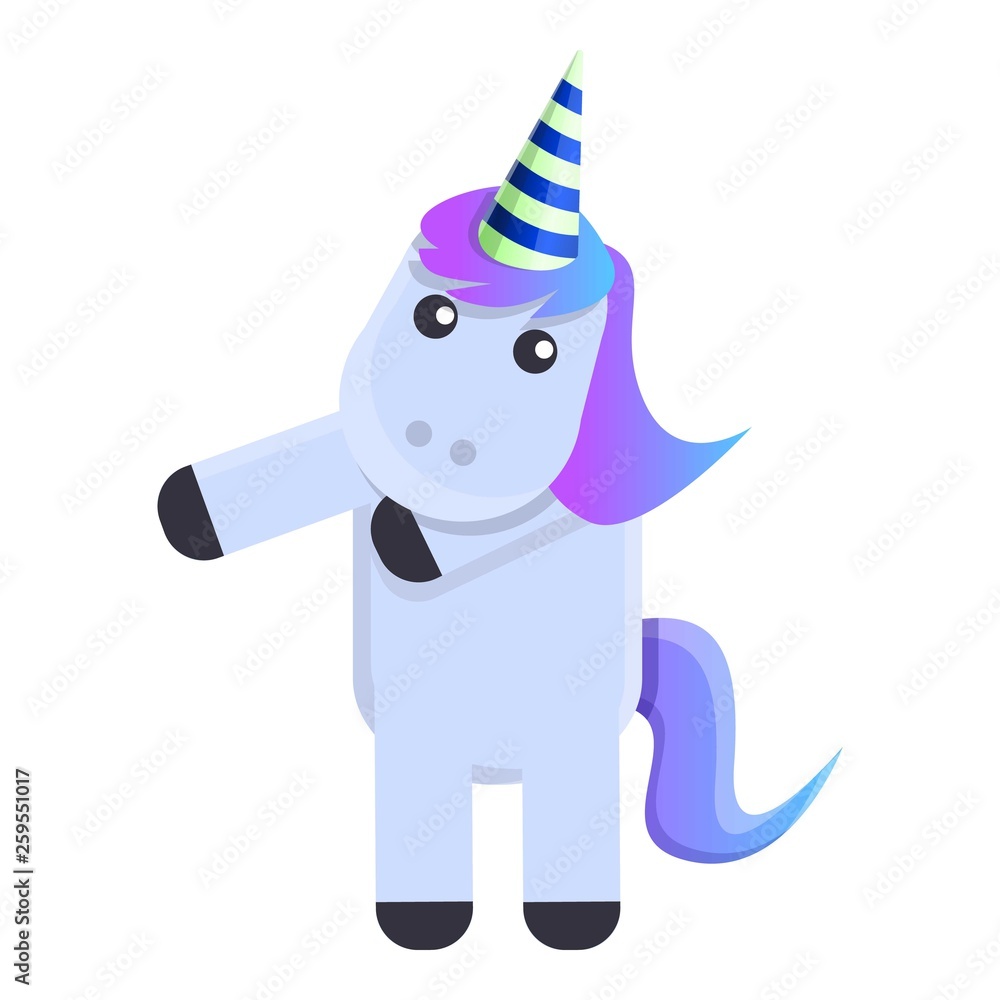 Poster dancing unicorn icon. cartoon of dancing unicorn vector icon for web design isolated on white backgr