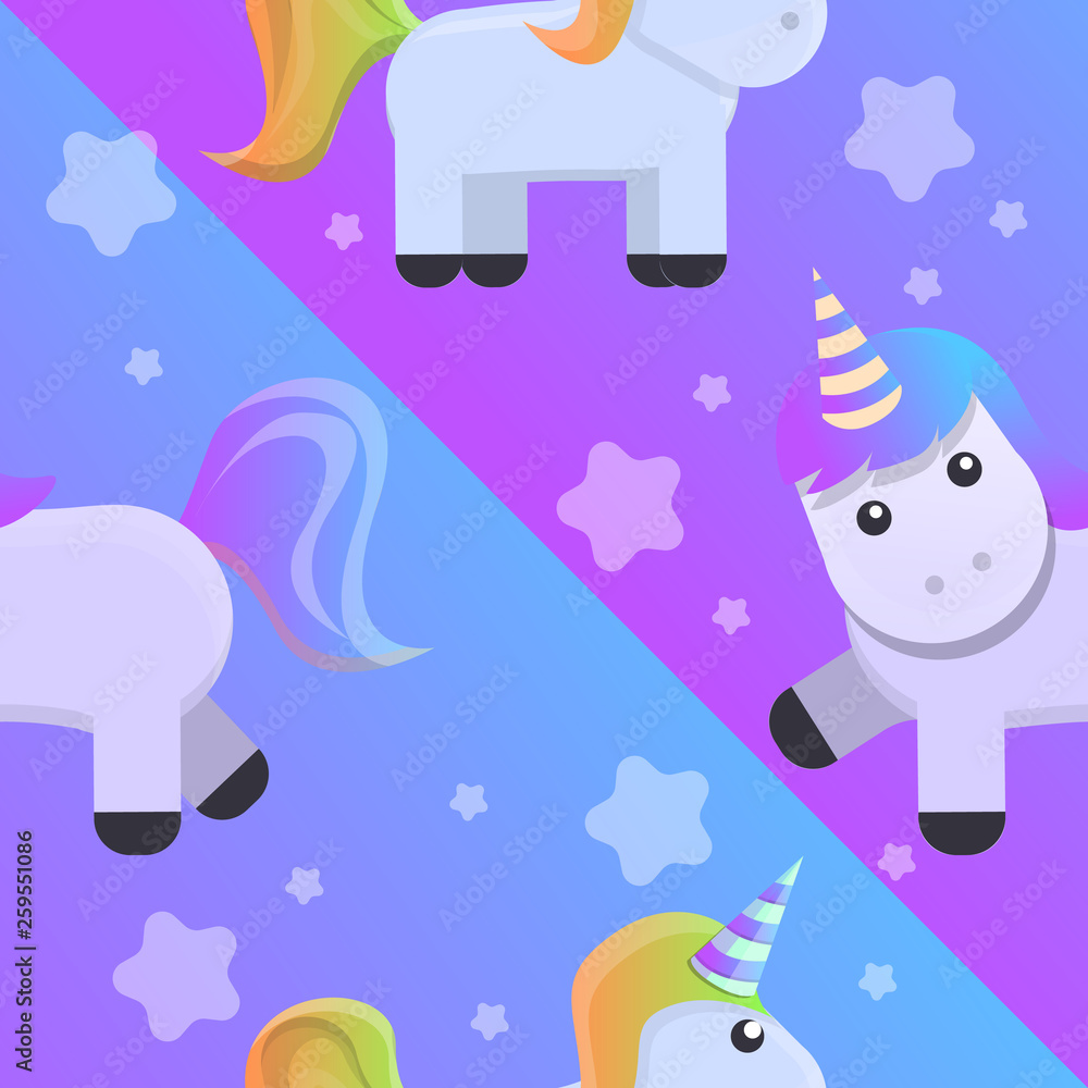 Poster unicorn pattern. cartoon illustration of unicorn vector pattern for web design