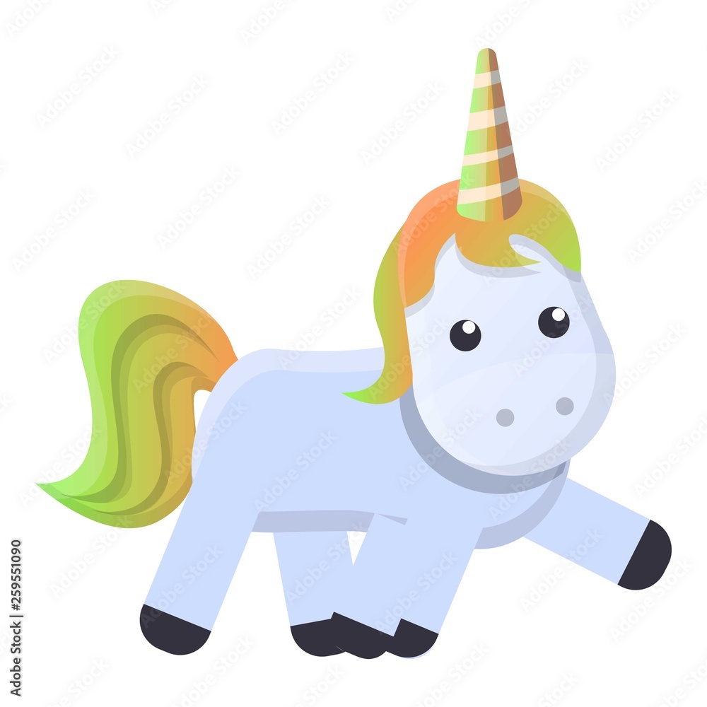 Poster Walking unicorn icon. Cartoon of walking unicorn vector icon for web design isolated on white background