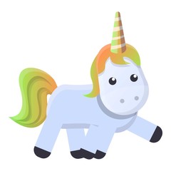 Walking unicorn icon. Cartoon of walking unicorn vector icon for web design isolated on white background
