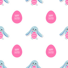 easter seamless pattern with eggs and bunnies