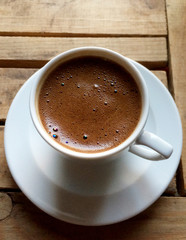 Coffee on the wood table