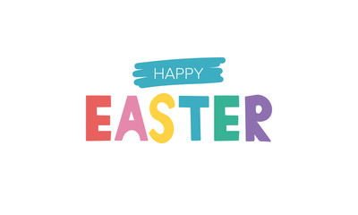 Happy Easter handwriting lettering. Style calligraphy for Easter Sunday and Monday. Design for holiday greeting card, invitation, poster, banner or background. Vector illustration