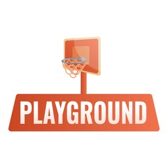 Basketball kid playground logo. Cartoon of basketball kid playground vector logo for web design isolated on white background