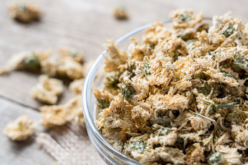 Dried chamomile. Drink.