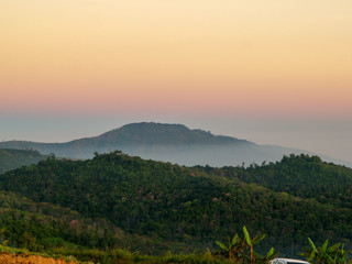 Obraz premium Hill in morning sunrise.