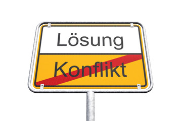 Ortsschild - Ortstafel - Lösung - Konflikt - Freisteller - Freigestellt