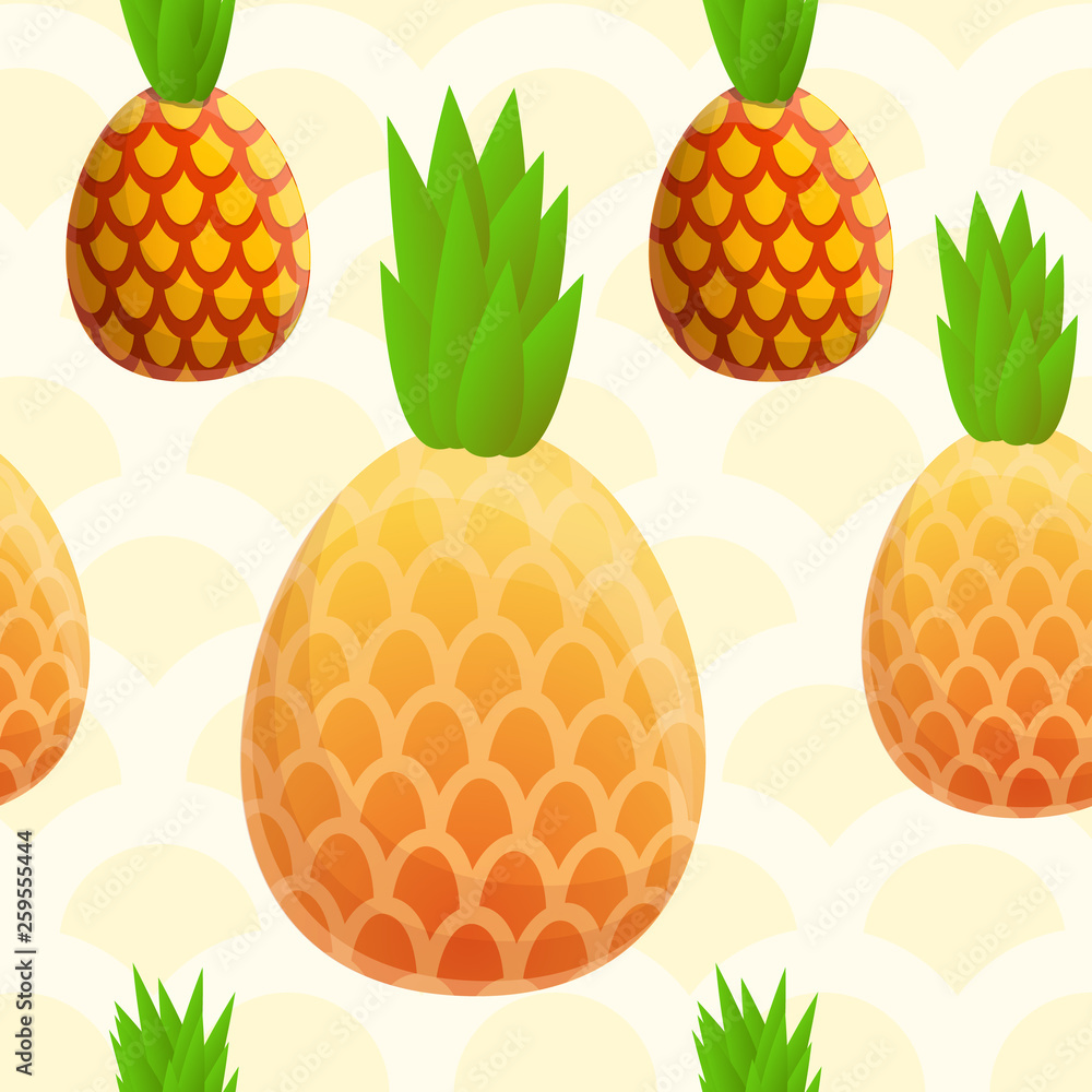 Poster pineapple pattern. cartoon illustration of pineapple vector pattern for web design