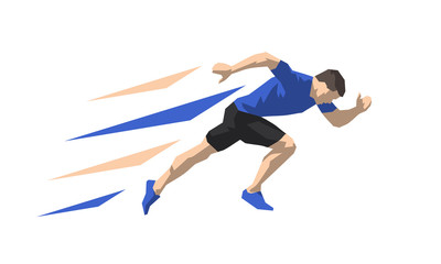 Running man, flat design isolated vector illustration. Run, start
