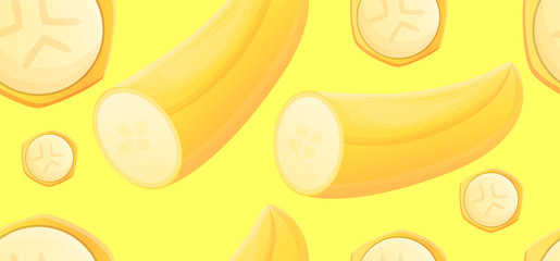 Organic banana pattern. Cartoon illustration of organic banana vector pattern for web design