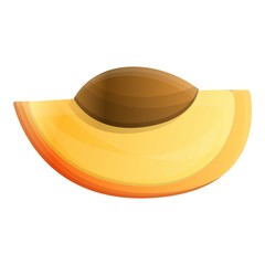 Piece of apricot icon. Cartoon of piece of apricot vector icon for web design isolated on white background