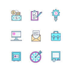 Business - set of line design style icons