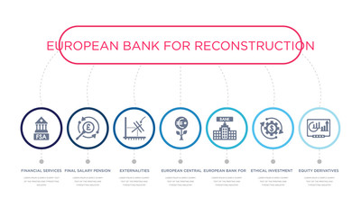 simple illustration set of 7 vector blue icons such as equity derivatives, ethical investment, european bank for reconstruction and development, _icon4, externalities, final salary pension scheme,