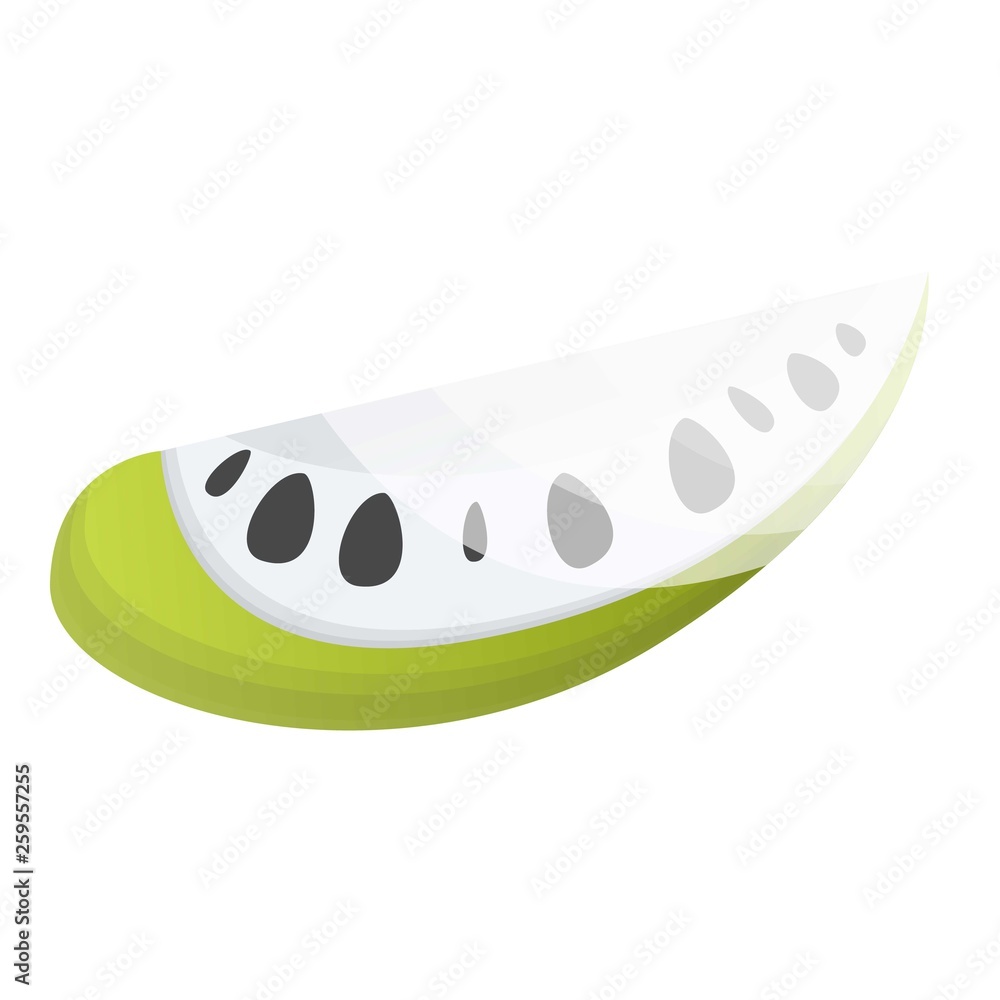Poster slice of soursop icon. cartoon of slice of soursop vector icon for web design isolated on white back