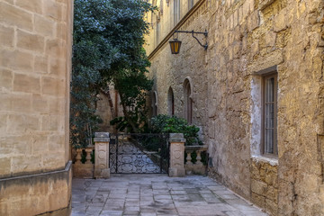 Fototapeta na wymiar Narrow street in the town of Mdina, Malta