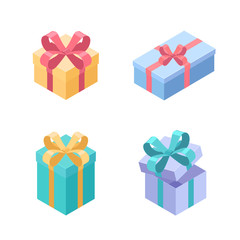 Set of presents - modern vector colorful isometric elements